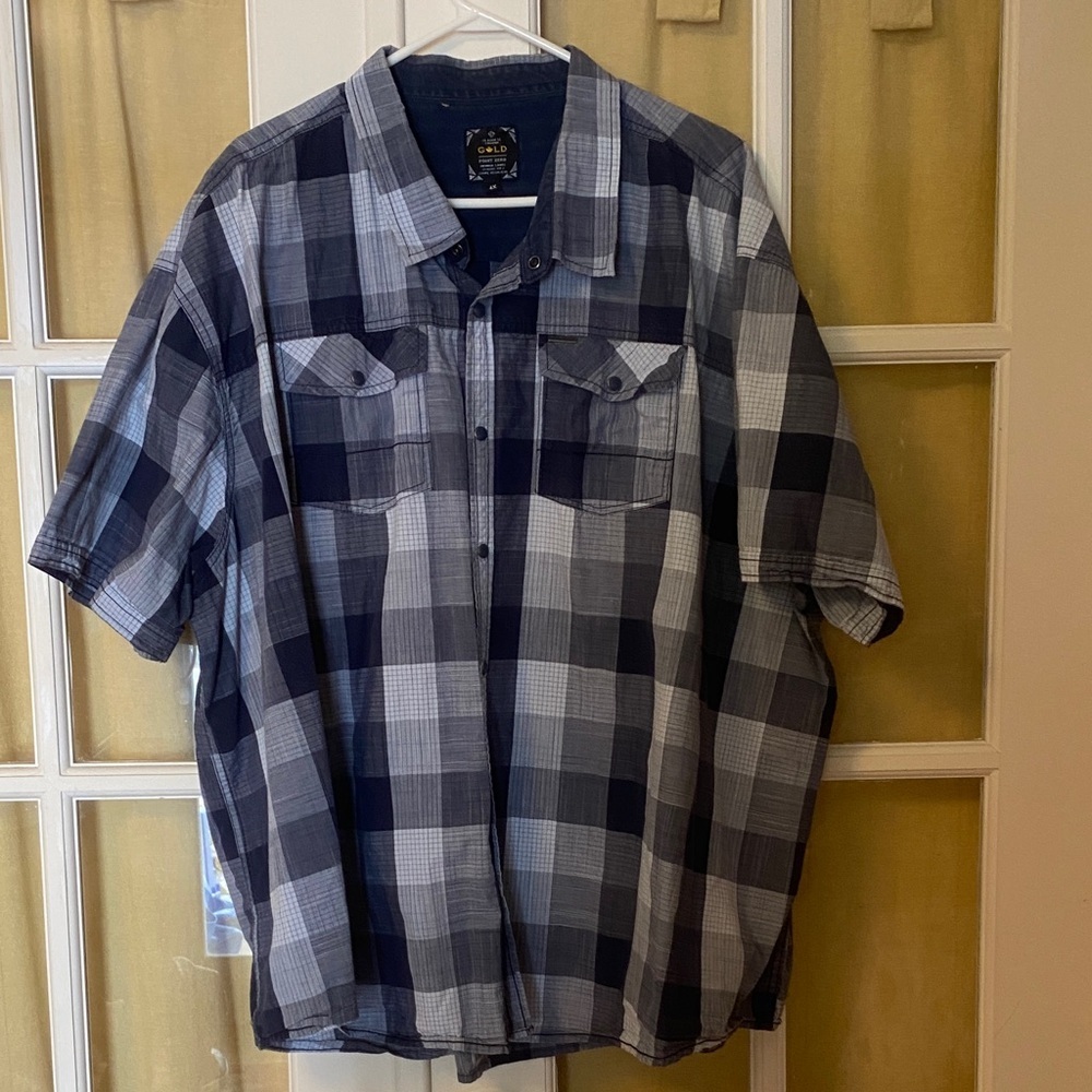 Men's Black and Gray Plaid Button Down Shirt. Point Zero brand